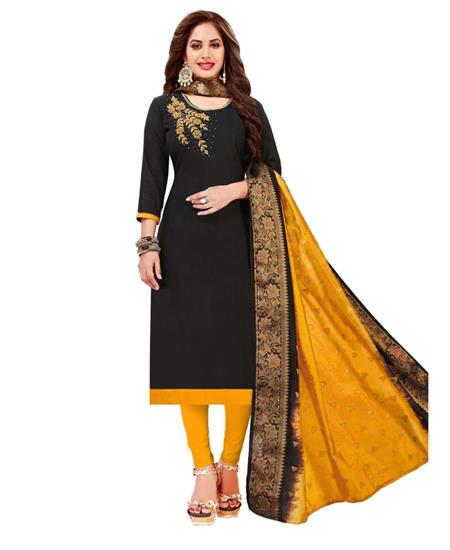 Picture of Gorgeous Black Cotton Salwar Kameez