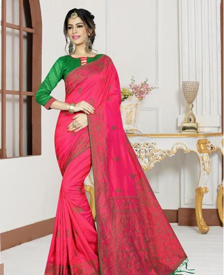 Picture of Classy Rani Pink Silk Saree