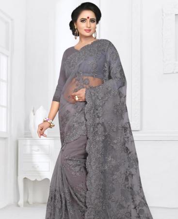 Picture of Sublime Grey Net Saree