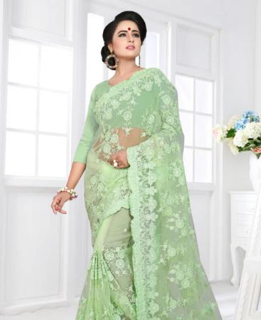 Picture of Appealing Light Green Net Saree