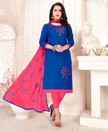 Picture of Classy Royal Blue Cotton Salwar Kameez