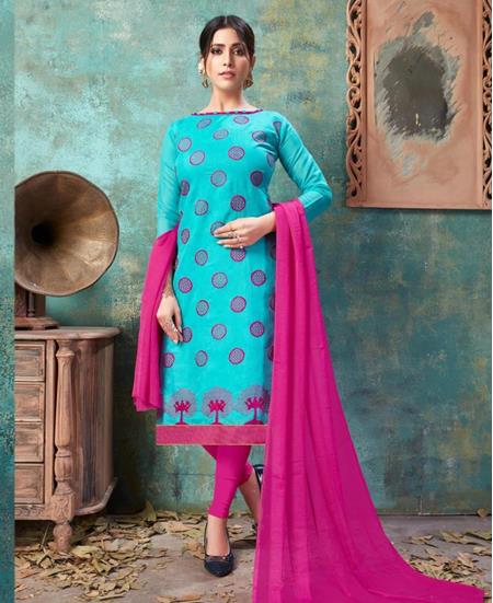 Picture of Marvelous Blue Cotton Salwar Kameez