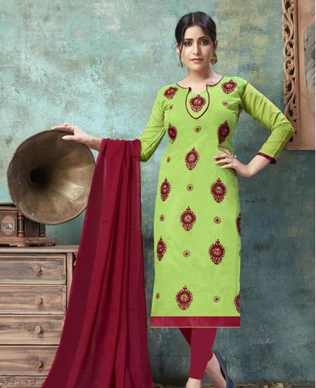 Picture of Charming Green Cotton Salwar Kameez