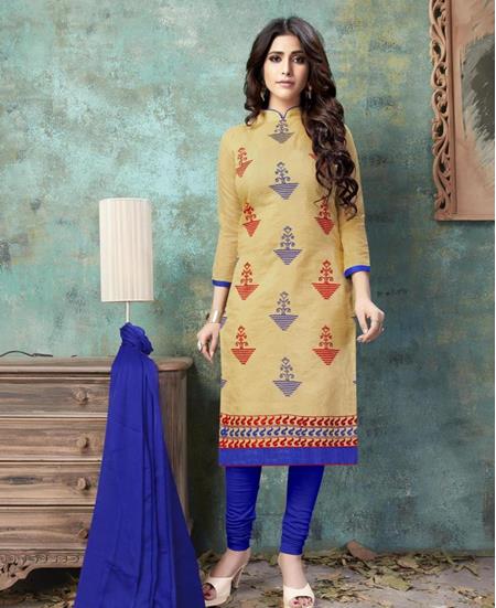 Picture of Fascinating Beige Cotton Salwar Kameez