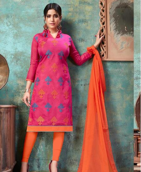 Picture of Amazing Dark Pink Cotton Salwar Kameez