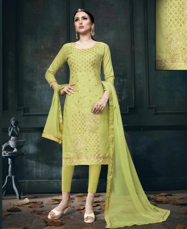 Picture of Pretty Light Green Cotton Salwar Kameez