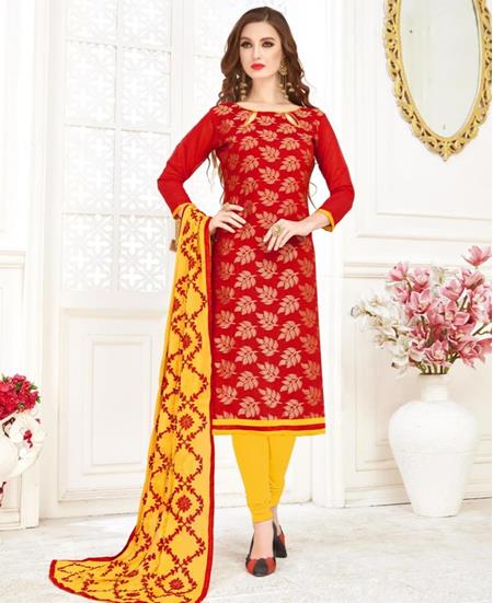 Picture of Splendid Red Cotton Salwar Kameez