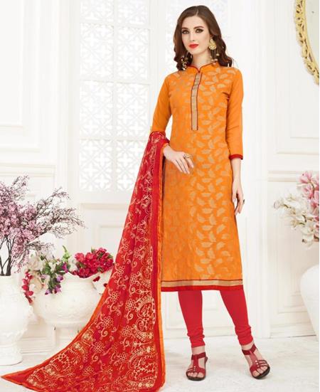 Picture of Comely Orange Cotton Salwar Kameez