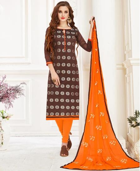 Picture of Gorgeous Brown Cotton Salwar Kameez