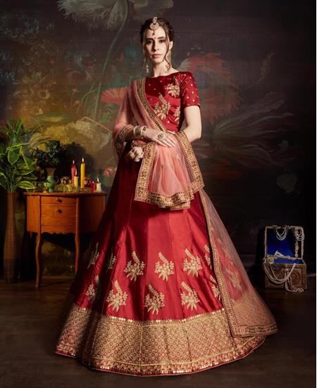 Picture of Delightful Red Lehenga Choli