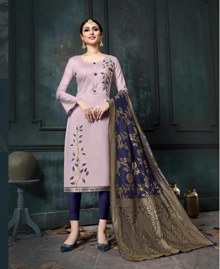 Picture of Exquisite Lilac Cotton Salwar Kameez