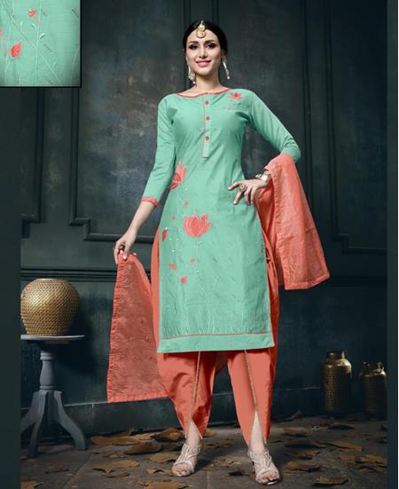 Picture of Splendid Light Green Cotton Salwar Kameez