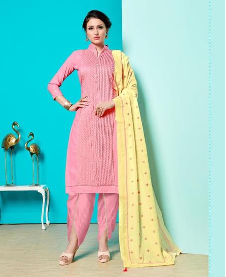 Picture of Gorgeous Pink Cotton Salwar Kameez