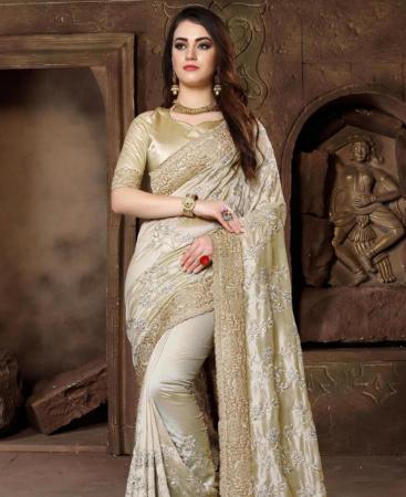 Picture of Graceful Beige Silk Saree