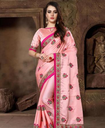 Picture of Classy Peach Silk Saree