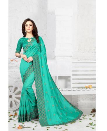 Picture of Superb Sea Green Silk Saree