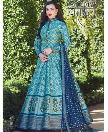 Picture of Bewitching Firozi Anarkali Salwar Kameez