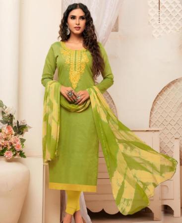 Picture of Radiant Light Green Cotton Salwar Kameez