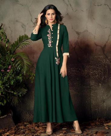 Picture of Well Formed Pine Green Readymade Gown