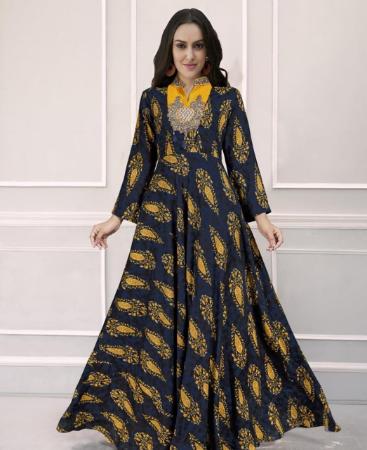 Picture of Beauteous Navy Blue Readymade Gown