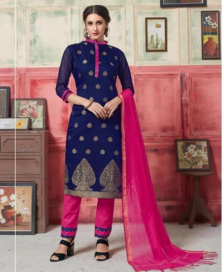 Picture of Splendid Navy Blue Straight Cut Salwar Kameez