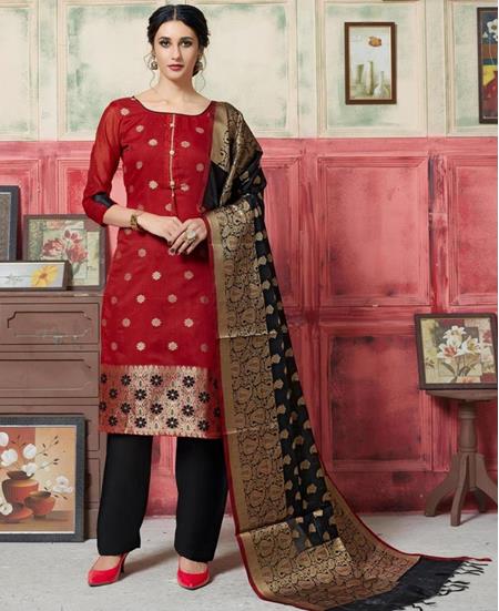 Picture of Alluring Red Straight Cut Salwar Kameez