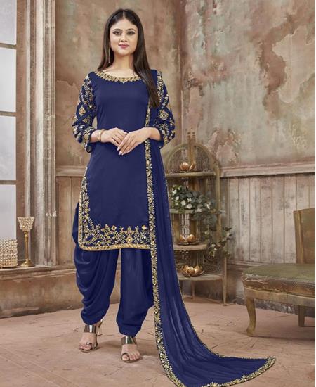 Picture of Sightly Royal Blue Patiala Salwar Kameez