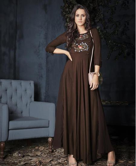 Picture of Comely Brown Readymade Gown