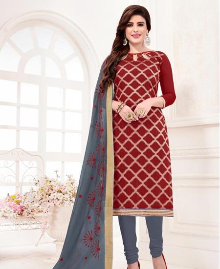 Picture of Beauteous Maroon Cotton Salwar Kameez