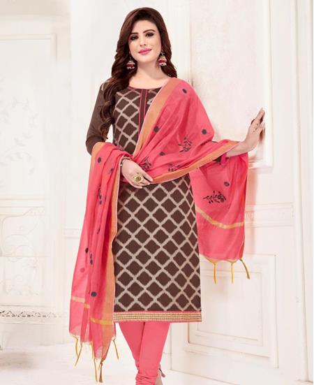 Picture of Amazing Brown Cotton Salwar Kameez