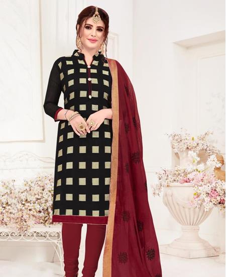 Picture of Gorgeous Black Cotton Salwar Kameez