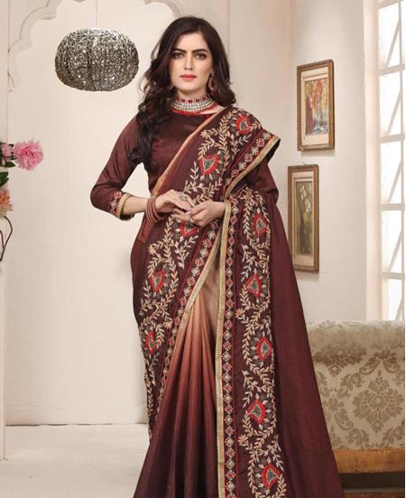 Picture of Magnificent Beige & Brown Designer Saree