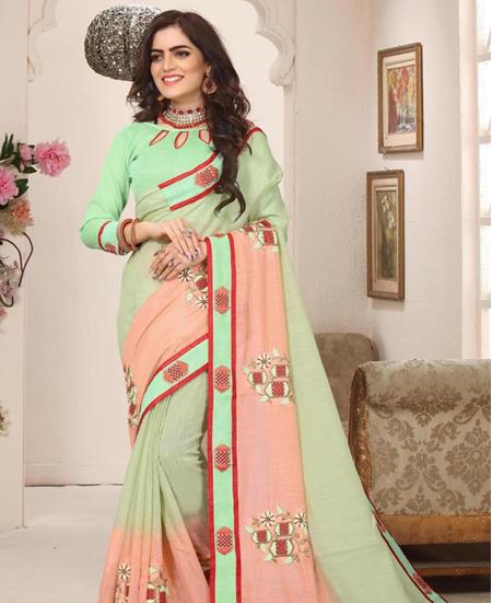 Picture of Superb Pastel Green Designer Saree