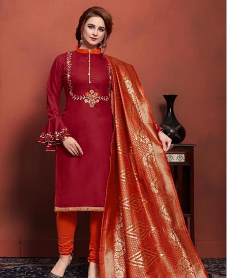 Picture of Statuesque Maroon Cotton Salwar Kameez