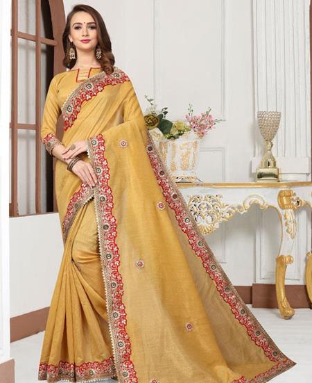 Picture of Charming Musturd Yellow Silk Saree