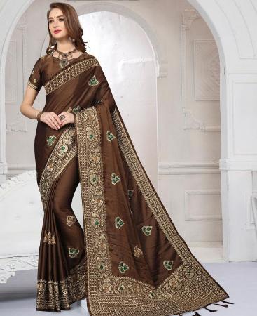 Picture of Beautiful Brown Designer Saree