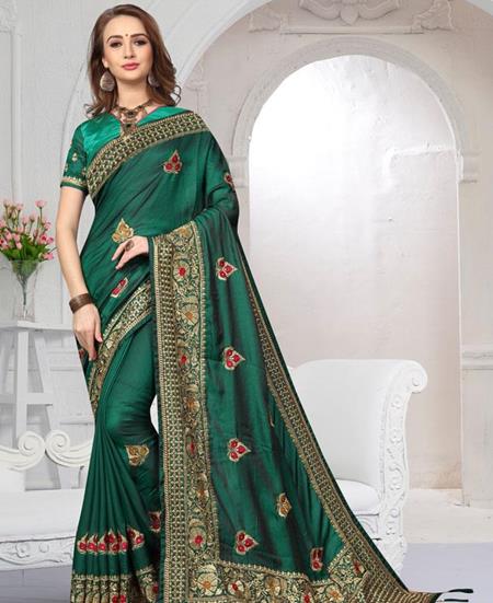 Picture of Amazing Pine Green Designer Saree