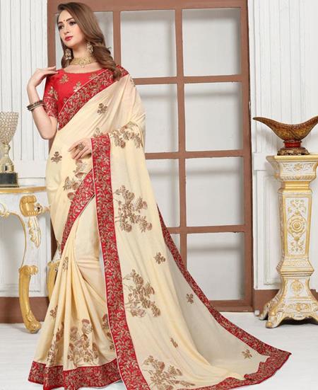 Picture of Pleasing Cream Designer Saree