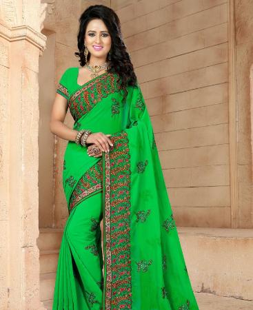 Picture of Magnificent Green Georgette Saree