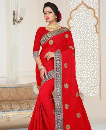 Picture of Beautiful Red Casual Saree