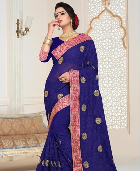 Picture of Nice Royal Blue Casual Saree