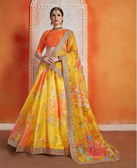 Picture of Charming Yellow Lehenga Choli