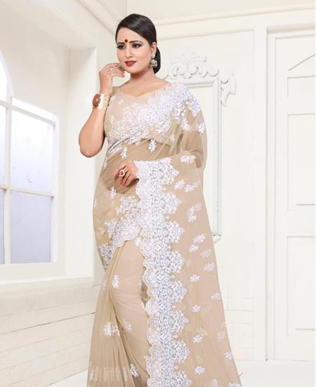 Picture of Enticing Beige Net Saree