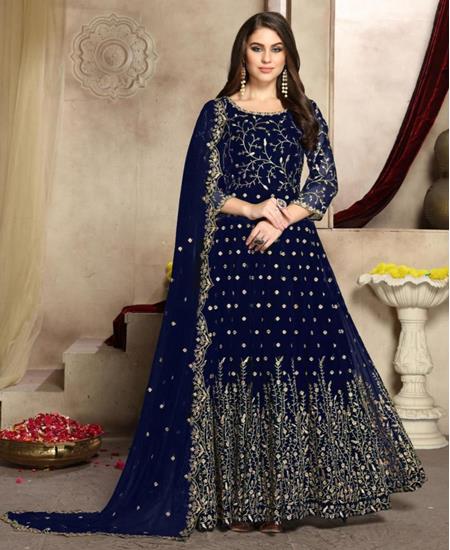 Picture of Graceful Navy Blue Anarkali Salwar Kameez