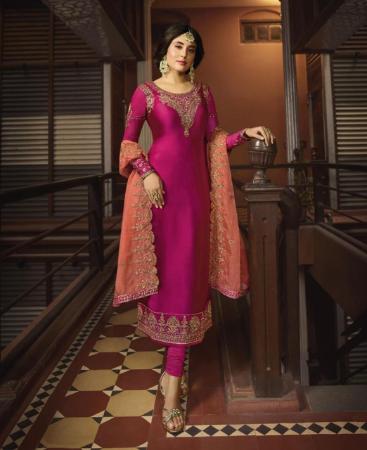 Picture of Marvelous Rani Pink Straight Cut Salwar Kameez