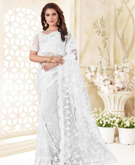 Picture of Radiant White Net Saree