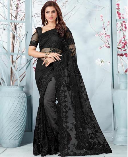 Picture of Stunning Black Net Saree