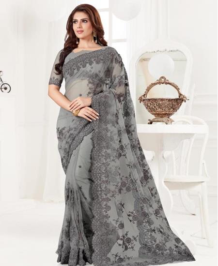 Picture of Nice Grey Net Saree