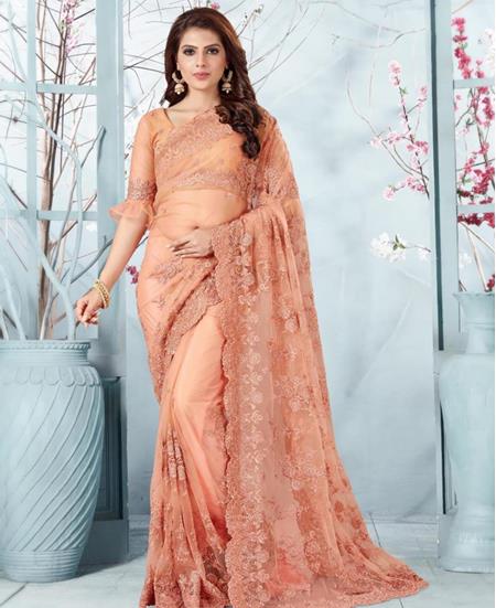 Picture of Classy Peach Net Saree