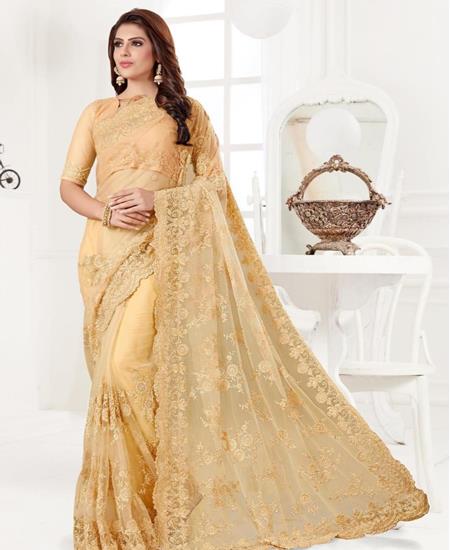 Picture of Ideal Yellow Net Saree